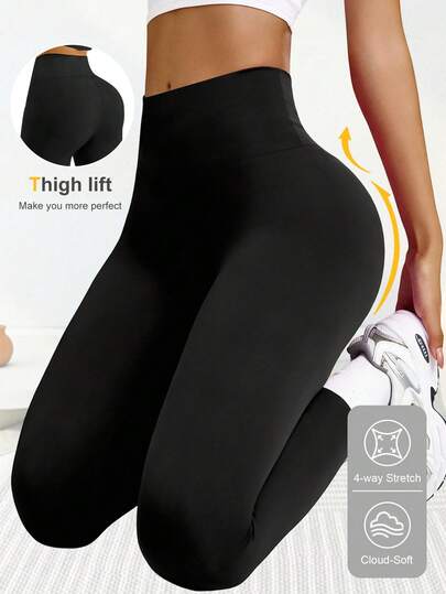 Women'S High Waist Slimming Sports Yoga Outdoor Running Leggings, Super Soft Solid Color Fitness Base Layer Pants, High Waist Tummy Control Non-See-Through, Suitable For Daily Casual Wear And Workout, To Enhance Your Exercise Performance! Tights