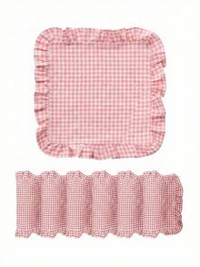1/2/4/6pcs Square Placemat With Ruffle Edge, Fresh Minimalist Style, Kitchen Decor, Dining Table Mat, Waterproof Non-Slip Pad For Holiday Party, Birthday, Wedding, Office Desk, Coffee Table, Home Decor, All Seasons - Pink - View 1