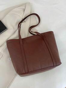 Túi xách nữ đơn giản, túi đeo vai thời trang đa năng, túi xách cỡ lớn thanh lịch. - màu nâu - Xem 10