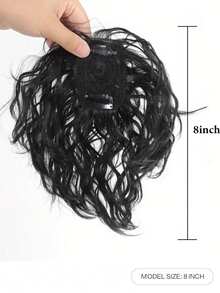 Heat-Resistant Synthetic Fiber Curly Hair Replacement Piece, Clip-In Curly Hair Replacement Piece For Top Of Head - Multicolor - View 7