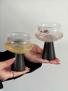 1pc Creative Luxury Wood Leg Glass Cup, High-End Niche Juice Cup, Wine Glass, Champagne Glass, Suitable For Water, Milk, Oatmeal, Tea, Juice, Coffee, Beverages, Applicable For Cafe, Home, Restaurant, Party, Ball, Office, Father's Day Gift, Mother's Day Gift, Gift For Friends, Boyfriend/Girlfriend, Family, Teachers, Colleagues, Halloween Gift, Christmas Gift - Multicolor - View 7