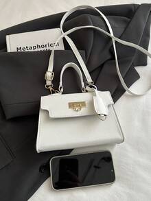 Solid Color, Student, Street, College, Minimalist Fashion Handbag - White - View 6