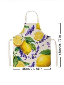 1pc, Lemon Pattern Polyester Apron, Suitable For Cooking, Baking, And Gardening - Can Be Used As Attire For The Kitchen And Dining - Multicolor - View 3