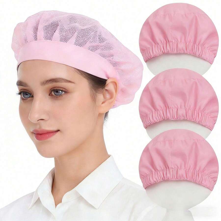 3Pcs Unisex Breathable Mesh Chef Hats, Adjustable Elastic Reusable Washable Bouffant Hair Nets, Lightweight Comfortable Food Service Hair Covers, Professional Kitchen Headwear For Home Cooking, Baking, Catering & Commercial Restaurant Use, Must-Have Kitchen Accessory For Chefs & Food Service Staff - Whole Net Breathable Dustproof Cap - View 1