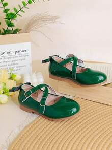 1 Pasang Sepatu Flat Elegan Minimalis Gaya Inggris Warna Polos untuk Anak Perempuan, Cocok untuk Pemakaian Sehari-hari, Musim Semi/Panas - Hijau - View 6
