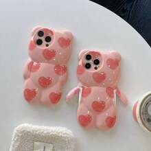 Funny Phone Case Pink 3d Heart Teddy Bear Designed Phone Case Compatible With Kawaii Waterproof Shockproof Anti-Fall Scratch Resistant - 11 - 查看 6