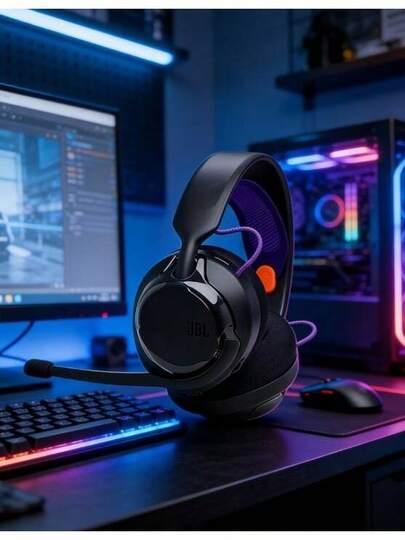  JBL Q255 Wired Gaming Headphones, 7.1 Surround Sound, Noise Cancelling Microphone, Lightweight Design, Compatible With Computer & Mobile Devices