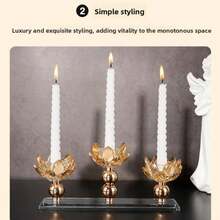 1 set Porte-bougie en cristal de luxe français en forme de fleur de lotus, décoration de table de dîner romantique à la bougie pour mariage, porte-bougie en verre pour décoration de la maison - chandelier - Voir 8