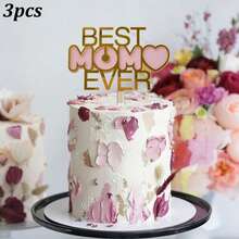 1pc/3pcs/6pcs Best Mom Gold & Pink Acrylic Cake Topper, Mother's Day Party Supplies - Multicolor - View 15