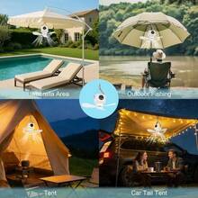 Portable Hanging Fan, Installable Anywhere, Remote Control Timing LED Ceiling Fan, Rechargeable Battery, Camping Tool Suitable For Tent, Camping, RV, Travel, BBQ, Fishing - Multicolor - View 8
