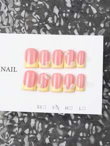 10件套Y2K嘻哈风格手工美甲套装，包含裸色、白色和黄色法式美甲贴纸、3D立体花朵美甲贴片以及带金色珠子的亚克力美甲贴纸。适合女士和女孩参加派对、日常佩戴以及作为礼物。 - 黃色 - 查看 4