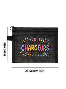 网状拉链收纳袋，印有“Chargeurs”字母图案，多功能便携收纳袋，数码产品收纳袋，化妆包，护肤品收纳袋，旅行洗漱包，宿舍用品，婚礼新娘礼物，母亲节礼物，生日礼物，朋友和老师礼物，浴室收纳，珠宝收纳，口红和化妆品收纳袋，度假旅行必备品，教师节礼物，户外露营必备品 - 彩色 - 查看 12