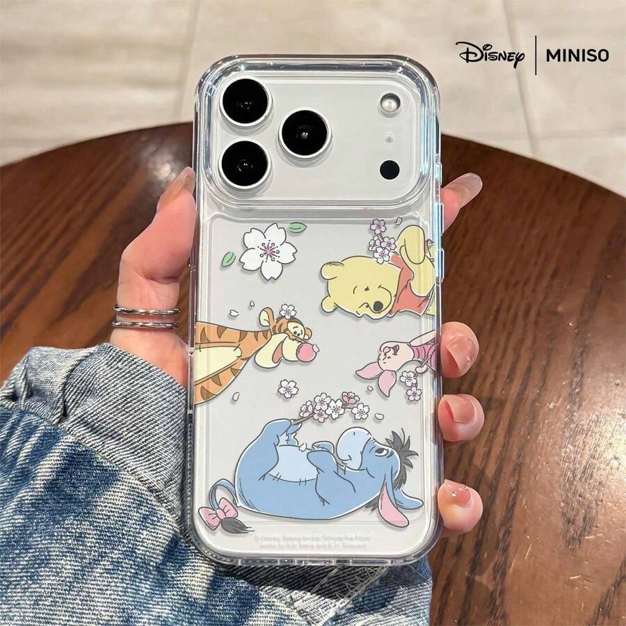 Miniso 迪士尼小熊维尼樱花手机壳，兼容iPhone 17/17 Pro/17 Pro Max/17 Air/16/15/14/13/12/11/X系列，iPhone 17 Pro Max手机壳，iPhone 17 Pro手机壳，iPhone 17手机壳，送给女朋友的圣诞礼物 - 無色 - 查看 1
