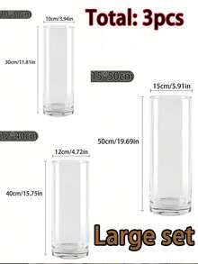 透明玻璃圓柱花瓶，適用於居家辦公室婚禮裝飾，透明展示裝飾 - 彩色 - 查看 12