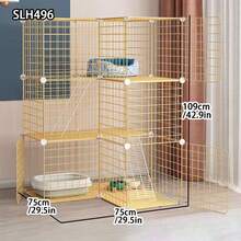 Lồng mèo sắt 2 tầng có khay vệ sinh, nhà cho mèo trong nhà với không gian rộng rãi, chuồng mèo nhỏ màu vàng. - Nhiều màu - Xem 4