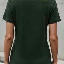 Women's Brazil Cup T-Shirt Blouse With Brazil Flag Vertical Design, Stylish, 100% Cotton - 軍綠色 - 查看 3