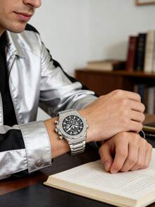 Đồng hồ nam GUESS cổ điển, vỏ thép không gỉ màu bạc, mặt số đen, hiển thị ngày, model GW0632G1 - bạc đen - Xem 3