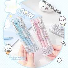 4 Pcs Cute Rabbit Gel Pens Set Kawaii Aesthetic 0.5mm Fine Tip Smooth Writing Quick Dry Black Ink Press Type CS Dual Ball Tip Journaling Pens Back To School Supplies Study Note Taking Drawing Office School Essentials Gift Set With Clear Case - Sets - View 5