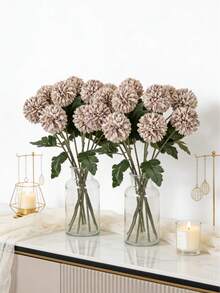 1/5/12 Pcs Artificial Chrysanthemum Ball, Embroidered Ball, Wedding Decoration, Home Vase, Ornaments, Restaurant, Living Room, Bedroom, Bedside Floral Arrangement, Bridal Bouquet, Wrist Flower, Corsage, Birthday Party Decoration Materials, New Year Valentine's Day Gift, Autumn Decoration, Autumn Home Decor, Back To School Room Decor, School Supplies - Coffee Brown - View 5