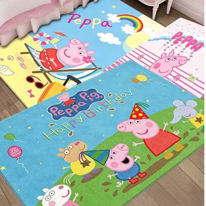 Peppa Pig 1件装佩佩卡通地垫，可水洗，派对装饰，送给好朋友的最佳节日礼物，营造派对氛围，完美派对装饰，家居装饰，完美房间装饰，圣诞礼物，情人节礼物，理想的朋友礼物，适合生日庆祝，纪念品，女士纪念品，可爱美学，情人节礼物，装饰品，家居装饰，情人节礼物