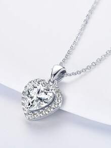 XUJIA 1 chiếc dây chuyền bạc 925 đính đá Moissanite hình trái tim 8x8mm, mặt dây chuyền Moissanite 2 carat, quà tặng kỷ niệm ngày cưới, dây chuyền hình trái tim cho nữ, trang sức cô dâu, quà tặng Ngày của Mẹ, quà sinh nhật. - PMO-131 - Xem 7