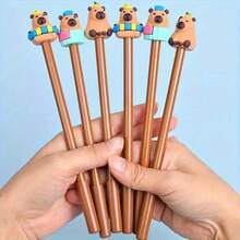 Bộ 5 bút bi đen hình chuột nước sáng tạo, ngòi 0.5mm, bút khô nhanh dễ thương, đồ dùng văn phòng phẩm, thích hợp cho trường học, phần thưởng trong lớp học, quà tặng ngày lễ, bút quà tặng chất lượng cao (Bộ kèm ruột bút) - A - Xem 7