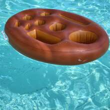 Bar à eau gonflable, conteneur à glace, fête de piscine, plateau pour boissons et aliments, support de refroidisseur de boissons poreux - Parcours de neuf trous marron - Voir 3