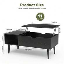 Wood Lift Top Coffee Table with Hidden Compartment and Large Storage Shelf Lift Tabletop Dining Center Table for Home Living Room Office Black - Tinta - Ver 4