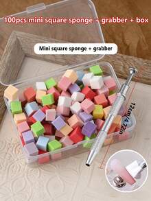 100pcs Mini Sponge Blocks With 4-Claw Clips, Manicure Tools, Nail Polish, Gradient Color Gel, Nail Gel Sponge - Multicolor - View 2