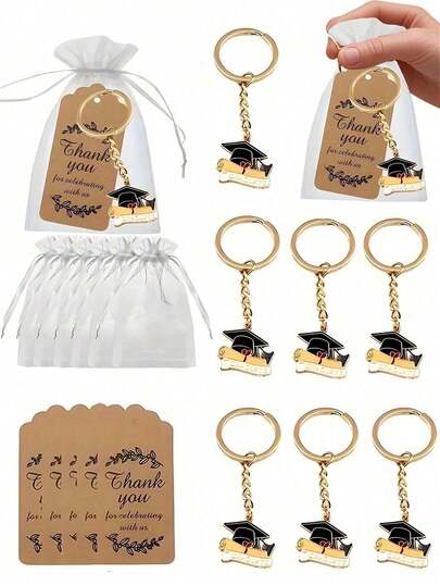 30pcs/15pcs Graduation Commemorative Keychains - Metal Inspirational Keychains With Thank You Card, Unisex 2026 Graduation Keychains Suitable For Various Graduation Occasions, Carnival Theme, Special Function Souvenirs, Rectangular, Cute Alloy Oil Drop Graduation Cap Keychains, Graduation Ceremony Gifts, Graduation Season, Graduation Gifts