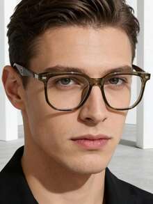 1副男士圆形大框时尚光学眼镜架，适合近视 - 彩色 - 查看 2