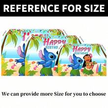 1pc Stitch & Lilo Hawaiian Beach Theme Birthday Party Decoration Hanging Cloth Wall Decor, 210 * 150/150 * 100/100 * 75cm, Swaying Seaweed Skirt, Lilo & Stitch Theme Birthday Party Backdrop Banner, Photography Background, Studio Decor - BJB - View 4