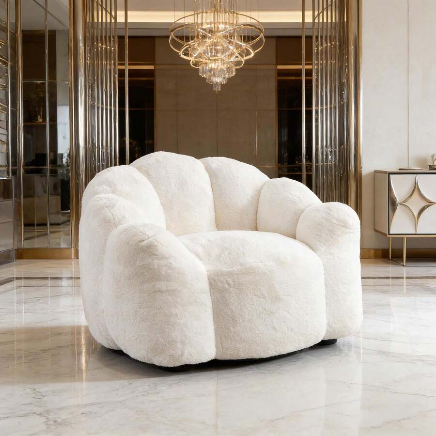 Living Room Chairs - White + Plush - View 1