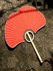 Foldable Hand Fan, Handmade Fan, Handheld Fan, Fashion Accessory For Women, Portable Mini Electric Fan, Double-Sided Ginkgo Leaf & Floral Pattern Handcrafted Fan, Lightweight Portable Rice Paper Hand Fan For Summer Cooling, Festival Decoration - Multicolor - View 5