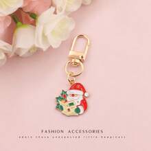 1 pieza Llavero de aleación de zinc con colgante de gota de aceite de dibujos animados navideños de estilo casual, regalo creativo y de temporada versátil - Papá Noel - Ver 6