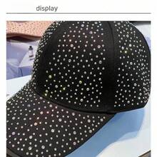 Rhinestone Studded Baseball Cap For Women, Sparkly Bling Bling Trucker Hat, Adjustable Fashion Sun Hat For Summer - Black / Black Rhinestones - View 7