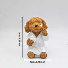 1 pieza Figura decorativa de cuidado de la piel con diseño de caniche lindo, decoración de perro con bata de baño de resina, estatua de perro con máscara facial graciosa, escultura de perro caprichoso para baño/SPA, adecuado para estantería de baño, regalo exclusivo para amantes de las mascotas - acicalamiento de perros - Ver 3