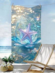 1pc Summer Extra Large Crystal Lotus Purple Starburst Bubble Beach Towel, Multiple Sizes Available, Quick-Drying, Soft, Portable, Stylish, Sandproof, Super Absorbent Microfiber (Bohemian, Tropical, Vintage, Funny, Yoga, Picnic, UV Protection); Suitable For Beach, Pool And Outdoor Activities, Travel Essential, Camping, Yoga, Gym, Sports, Swimming, Unisex. - Crystal Lotus Starfish - View 3