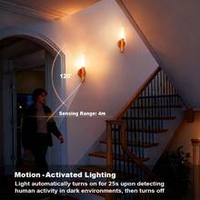 1pc Plastic Wood Grain Rechargeable Smart Motion Sensor LED Wall Lamp Charging Magnetic Suction Dimmable Nighe Light LED Wall Sconces - one-size - View 6