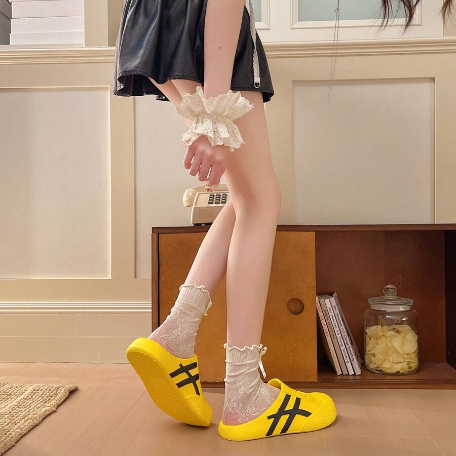 女士镂空凉鞋,夏季户外套脚拖鞋,厚底休闲运动拖鞋,时尚百搭宽松鞋,透气镂空鞋,户外休闲拖鞋,软底舒适鞋 - 黃色 - 查看 1