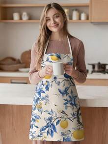 1pc, Flowers And Little Birds Pattern Polyester Apron, Suitable For Cooking, Baking, And Gardening - Can Be Used As Attire For The Kitchen And Dining - Multicolor - View 7