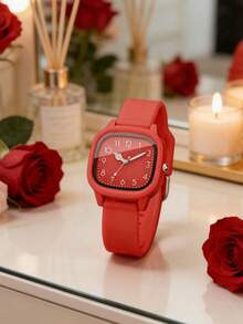 1 Set/1 Piece Women's Three-Color Square Dial Silicone Quartz Watch Set - Versatile Casual Accessory & Birthday Gift - Multicolor - View 5