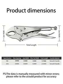1pc/2pcs 5in/10in Bending Jaw Locking Pliers - A Strong Grip Welding Fixture Tool For DIY And Repair (No Power Required) - A - View 2