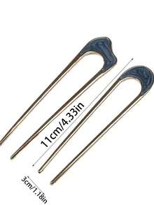 Kẹp tóc kim loại hình chữ U đa năng, tối giản, phong cách retro, kẹp búi tóc hiện đại, thời trang, thích hợp cho mùa hè, kỳ nghỉ, du lịch, phụ kiện đội đầu. - Nhiều màu - Xem 2