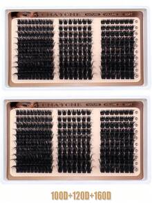 160D+200D+300D/100D+120D+160D/60D+80D+100D 300片/240片/170片 俄罗斯3D卷翘浓密假睫毛套装,10-18mm DIY单根假睫毛,多种款式自然妆效可重复使用簇状假睫毛,轻盈柔软 DIY睫毛簇,假睫毛 - D - 查看 3