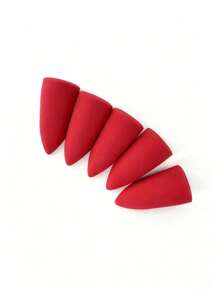1 pieza/5 piezas/10 piezas Esponja de maquillaje de belleza clásica roja, herramienta de difuminado de maquillaje con forma de ángulo y lágrima sin látex, esponja de maquillaje con tubo redondo marcado en rojo, esponja de maquillaje con forma de lágrima estampada en rojo y triple corte - Rojo - Ver 28