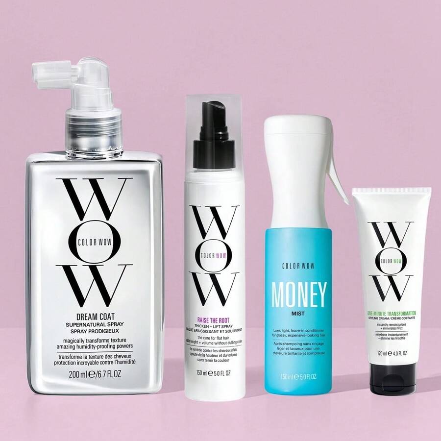 4packs Color Wow Complete Styling Kit - Frizz Free, Shine, Volume & Smoothing Hair Treatments - Travel Size - View 1