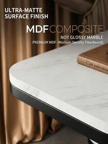 1 Piece Of Light Luxury Double-Layer C-Shaped Side Table, Imitation Marble Pattern, Suitable For Living Room Sofa Side Table And Bedroom Bedside Small Coffee Table. - Platinum - View 2