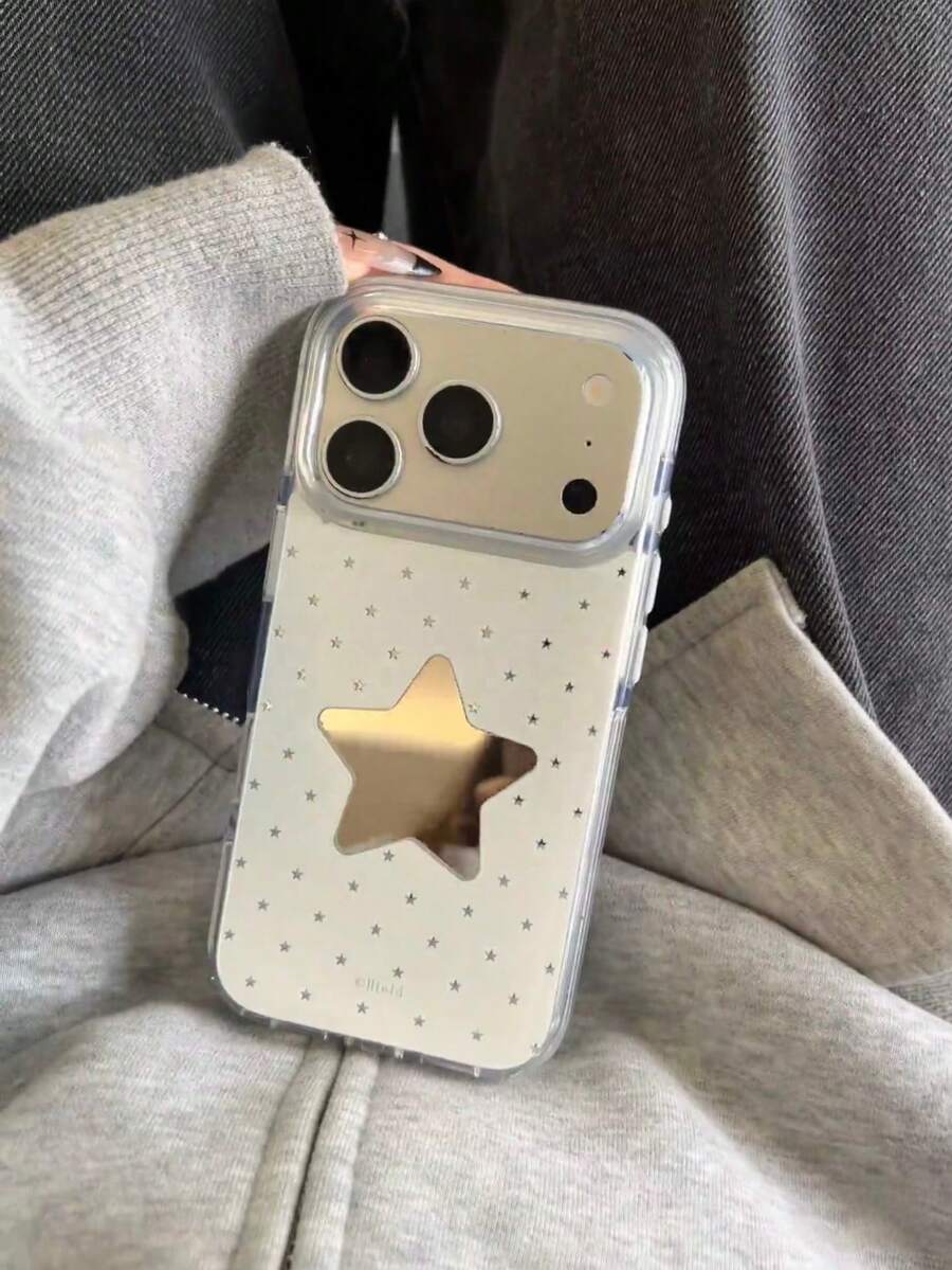 Mirror Star Phone Case Compatible With Apple 17, Mirror 16 Pro Max New 17 Pro Women 15 Pro Anti-Fall 14 Pro Protective Cover 15 Premium Full Coverage 18 Pro Max Polka Dot 18 - White - View 1