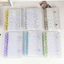 A6 Size Portable Laser Star Transparent Binder, Transparent Binder Sticker Book, Transparent Refill Pack, Printed Stickers, Candy Drip Sticker Cards, Stickers, Photo Storage Bags, Photo Album, Budget Planner, Diary, Notebook, Office/School Supplies - A6 - View 4
